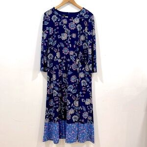 Talbots Floral Print Knotted Border Midi Dress, Size 18, NWT